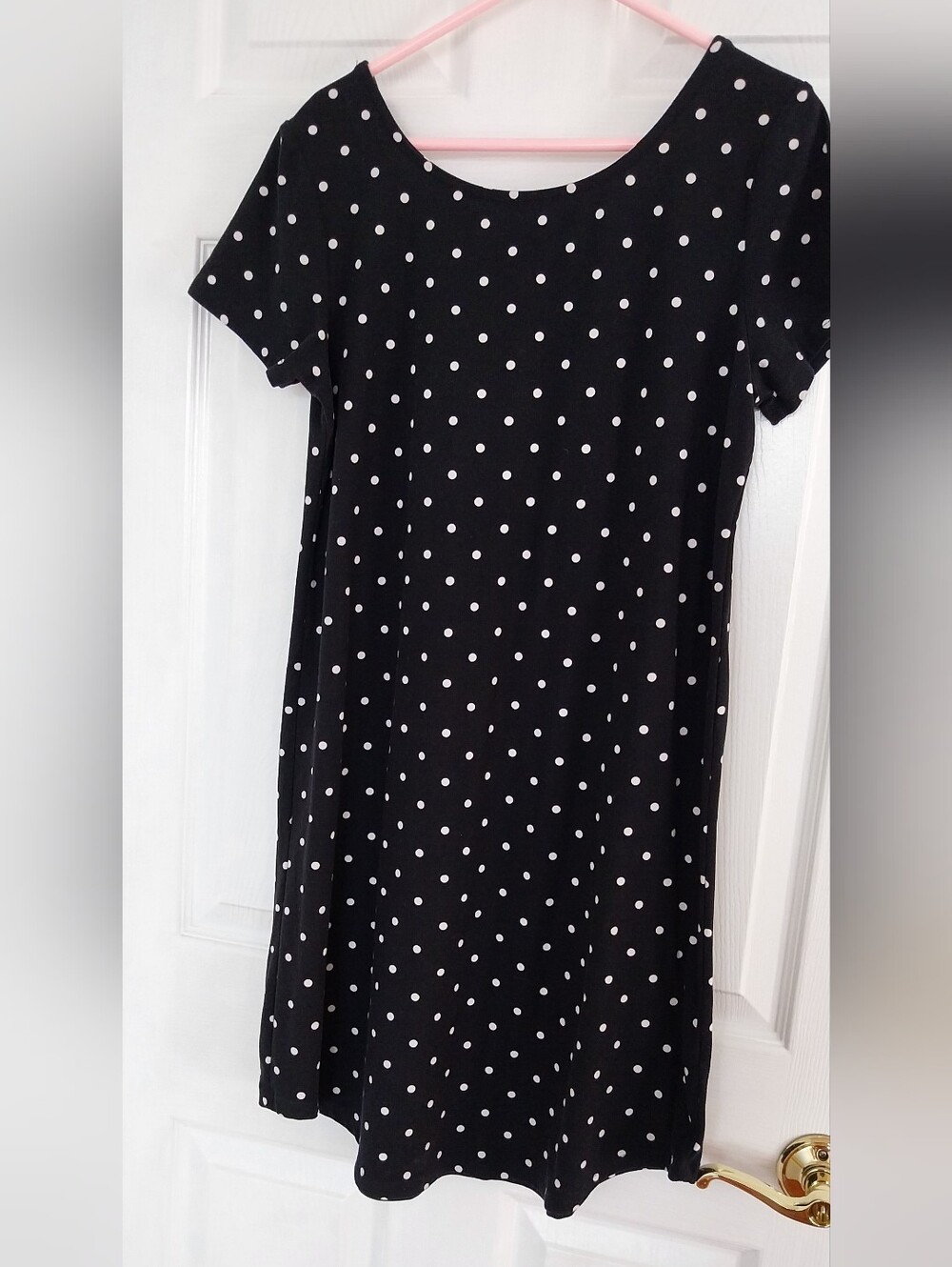 Classic Black Polka Dot Short Sleeve Dress